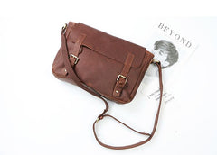 Brown Leather Mens Casual Courier Bags Messenger Bags 10 inches Postman Bag For Men - imessengerbags