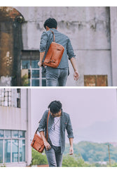 Brown Leather Mens Casual Courier Bags Messenger Bags 10 inches Postman Bag For Men - imessengerbags