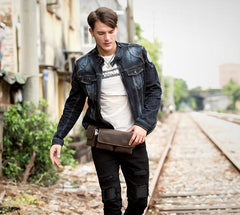 Brown Leather Mens Fanny Pack Waist Bag Hip Pack Light Brown Belt Bag Bumbag for Men - imessengerbags