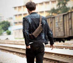 Brown Leather Mens Fanny Pack Waist Bag Hip Pack Light Brown Belt Bag Bumbag for Men - imessengerbags