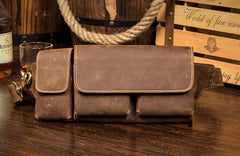 Brown Leather Mens Fanny Pack Waist Bag Hip Pack Light Brown Belt Bag Bumbag for Men - imessengerbags