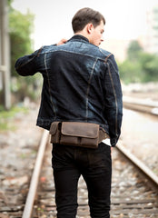 Brown Leather Mens Fanny Pack Waist Bag Hip Pack Light Brown Belt Bag Bumbag for Men - imessengerbags