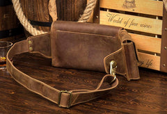 Brown Leather Mens Fanny Pack Waist Bag Hip Pack Light Brown Belt Bag Bumbag for Men - imessengerbags