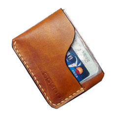 Brown Leather Mens Slim Front Pocket Wallets Leather Cards Wallet for Men - imessengerbags