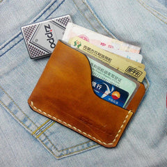 Brown Leather Mens Slim Front Pocket Wallets Leather Cards Wallet for Men - imessengerbags
