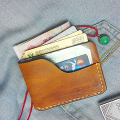 Brown Leather Mens Slim Front Pocket Wallets Leather Cards Wallet for Men - imessengerbags