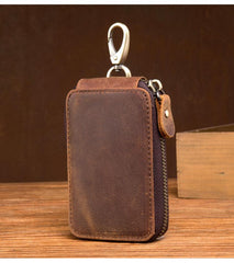 Brown Leather Mens Small Car Key Wallet Key Holders Car Key Holder For Men - imessengerbags