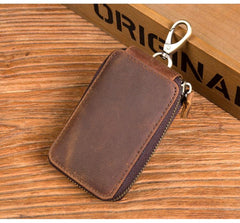 Brown Leather Mens Small Car Key Wallet Key Holders Car Key Holder For Men