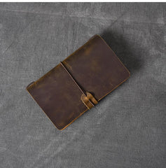 Brown Leather Mens Bifold Canvas Travel Clutch Bag Long Wallet For Men - imessengerbags