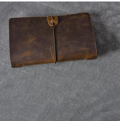 Brown Leather Mens Bifold Canvas Travel Clutch Bag Long Wallet For Men - imessengerbags