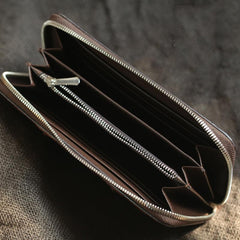 Brown Real Crocodile Leather Mens Long Wallet Zipper Wallet Clutch Wallet For Men - imessengerbags