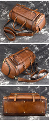 Cool Brown Leather Men's Overnight Bag Travel Bag Duffel Bag Weekender Bag For Men - imessengerbags