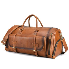 Cool Brown Leather Men's Overnight Bag Travel Bag Duffel Bag Weekender Bag For Men - imessengerbags