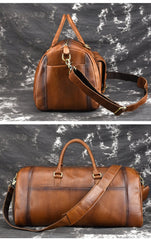 Cool Brown Leather Men's Overnight Bag Travel Bag Duffel Bag Weekender Bag For Men - imessengerbags