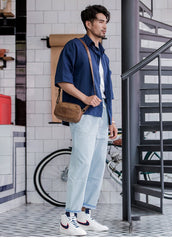 Camel Leather Mens Mini Phone Bag Courier Bag Small Messenger Bags Postman Bag for Men - imessengerbags