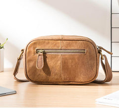 Camel Leather Mens Mini Phone Bag Courier Bag Small Messenger Bags Postman Bag for Men - imessengerbags