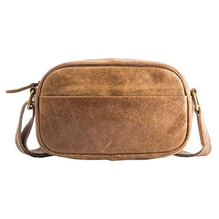 Camel Leather Mens Mini Phone Bag Courier Bag Small Messenger Bags Postman Bag for Men