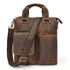 Brown Leather Mens Vintage Work Bag Handbag Briefcase Shoulder Bags Business Bags For Men - imessengerbags
