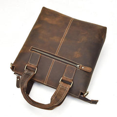 Brown Leather Mens Vintage Work Bag Handbag Briefcase Shoulder Bags Business Bags For Men - imessengerbags