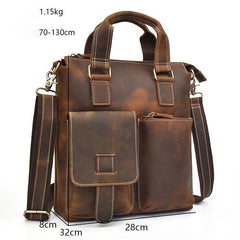Brown Leather Mens Vintage Work Bag Handbag Briefcase Shoulder Bags Business Bags For Men - imessengerbags