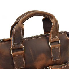 Brown Leather Mens Vintage Work Bag Handbag Briefcase Shoulder Bags Business Bags For Men - imessengerbags