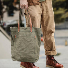 Green Mens Canvas Tote Tote bag On Shoulder Mens Canvas Work Tote Bags for Men