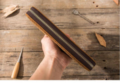 Brown Vintage Cool Mens Zipper long Wallet Leather Wallet Bifold Long Wallets Clutch for Men - imessengerbags