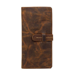 Brown Vintage Mens long Wallet Bifold Long Wallet Clutch Wallet Long Wallets for Men