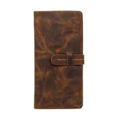 Brown Vintage Mens long Wallet Bifold Long Wallet Clutch Wallet Long Wallets for Men