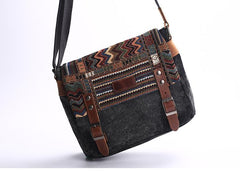 Gray Waxed Canvas Country Style Mens 11'' Side Bag Courier Bag Shoulder Bag Small Messenger Bag for Men - imessengerbags
