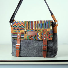 Gray Waxed Canvas Country Style Mens 11'' Side Bag Courier Bag Shoulder Bag Small Messenger Bag for Men - imessengerbags