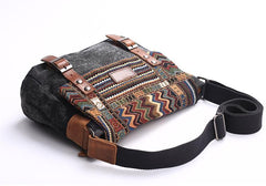 Gray Waxed Canvas Country Style Mens 11'' Side Bag Courier Bag Shoulder Bag Small Messenger Bag for Men - imessengerbags