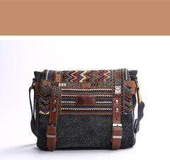 Gray Waxed Canvas Country Style Mens 11'' Side Bag Courier Bag Shoulder Bag Small Messenger Bag for Men - imessengerbags