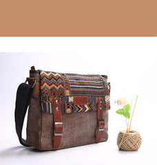 Gray Waxed Canvas Country Style Mens 11'' Side Bag Courier Bag Shoulder Bag Small Messenger Bag for Men - imessengerbags