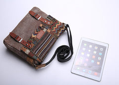 Gray Waxed Canvas Country Style Mens 11'' Side Bag Courier Bag Shoulder Bag Small Messenger Bag for Men - imessengerbags