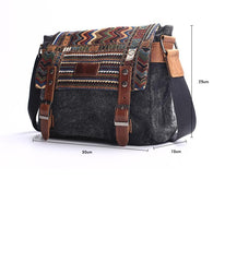 Gray Waxed Canvas Country Style Mens 11'' Side Bag Courier Bag Shoulder Bag Small Messenger Bag for Men - imessengerbags
