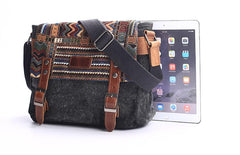 Gray Waxed Canvas Country Style Mens 11'' Side Bag Courier Bag Shoulder Bag Small Messenger Bag for Men - imessengerbags