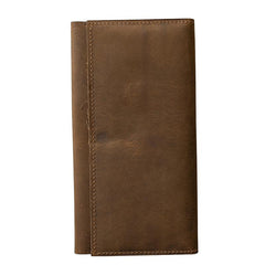 Brown Leather Mens Long Wallet Long Bifold Card Wallet For Men - imessengerbags