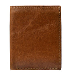 Brown Waxed Leather Mens Small Wallet billfold Trifold Card Wallet For Men - imessengerbags