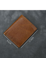 Brown Waxed Leather Mens Small Wallet billfold Trifold Card Wallet For Men - imessengerbags