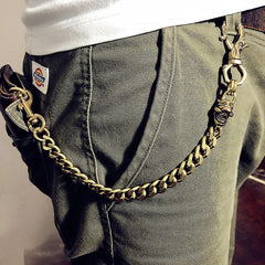Badass Gold Skull Mens Wallet Chain Biker Wallet Chain 18‘â€?Pants Chain For Men - imessengerbags