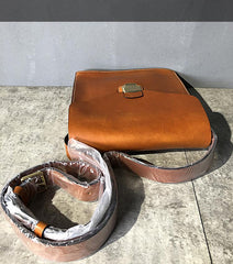 Business Black Leather Mens 10 inches Square Side Bag Messenger Bag Tan Postman Bag Courier Bag for Men - imessengerbags