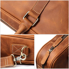 Vintage Brown  Leather Men's Professional Briefcase 14inch Computer Briefcase Handbag For Men - imessengerbags