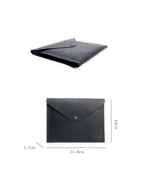 Vintage Business Leather Mens Black Envelope Bag Document Purse Brown Clutch For Men