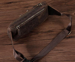 COOL Dark Brown LEATHER MENS FANNY PACK BUMBAG WAIST BAG FOR MEN - imessengerbags