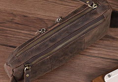 COOL Dark Brown LEATHER MENS FANNY PACK BUMBAG WAIST BAG FOR MEN - imessengerbags