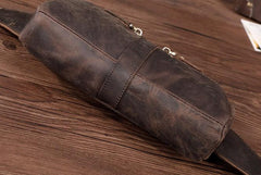 COOL Dark Brown LEATHER MENS FANNY PACK BUMBAG WAIST BAG FOR MEN - imessengerbags