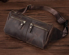 COOL Dark Brown LEATHER MENS FANNY PACK BUMBAG WAIST BAG FOR MEN - imessengerbags