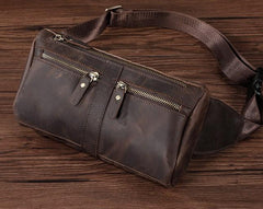 COOL Dark Brown LEATHER MENS FANNY PACK BUMBAG WAIST BAG FOR MEN - imessengerbags