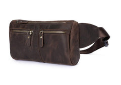 COOL Dark Brown LEATHER MENS FANNY PACK BUMBAG WAIST BAG FOR MEN - imessengerbags
